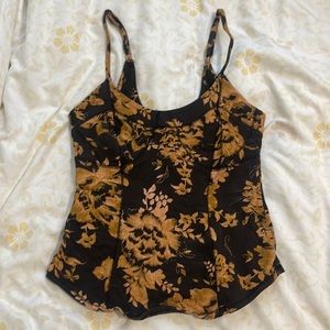 Free People Patterned Black Top